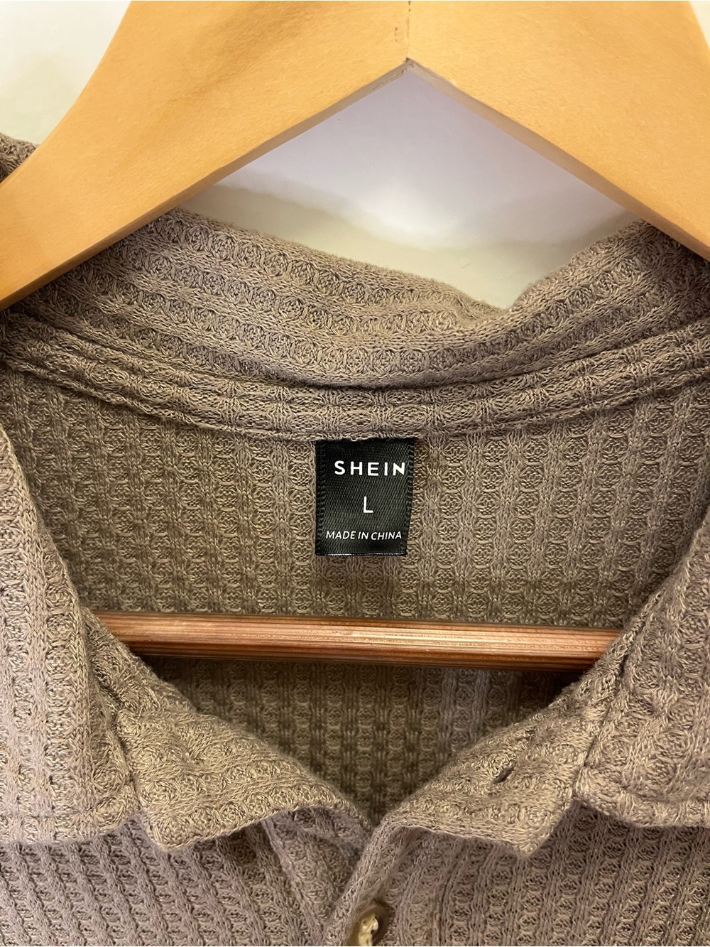 SHEIN Men's Waffle-Knit Polo in Brown - Picture 3 of 4